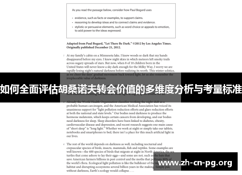 如何全面评估胡桑诺夫转会价值的多维度分析与考量标准